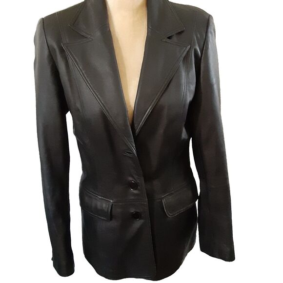 Vintage Rampage fitted black leather jacket fits size S/M Y2K fully lined - Picture 2 of 5